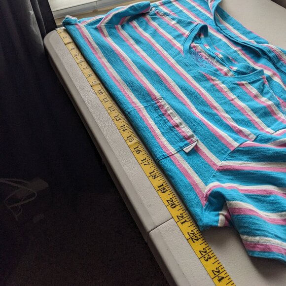 Chubbies Pink, White & Aqua striped t-shirt, front pocket, short sleeve - Picture 4 of 9